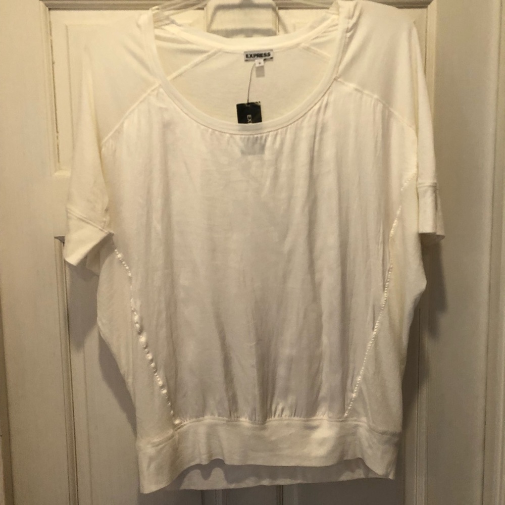 Cream silky and sheer top from express. Size L NWT